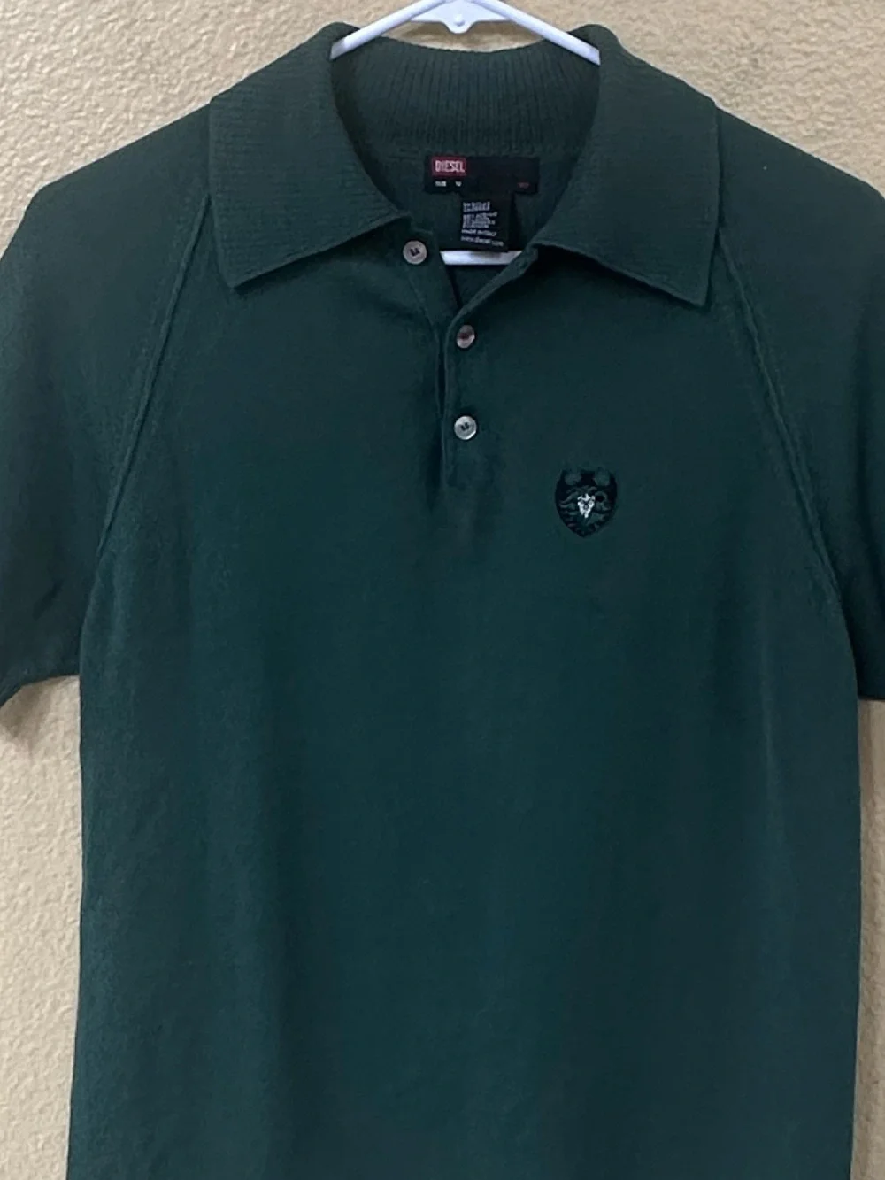 Vintage Diesel Made In Italy Wool Blend Knit Polo Sweater Green Medium EUC